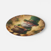 Whimsical Leprechaun Gold Pot Paper Plate Pappteller (Schrägansicht)