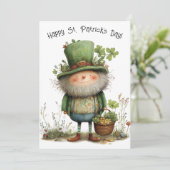 Whimsical Leprechaun Happy St Patrick's Day Karte (Stehend Vorderseite)
