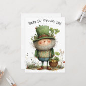 Whimsical Leprechaun Happy St Patrick's Day Karte (Vorderseite/Rückseite Beispiel)