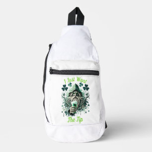 Whimsical Leprechaun Savoring a Brew Crossbody Bag
