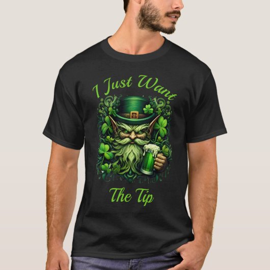 Whimsical Leprechaun trinkt ein Frothbier T-Shirt (Vorderseite)
