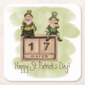 Whimsical Leprechauns St. Patrick's Day Rechteckiger Pappuntersetzer (Vorderseite)