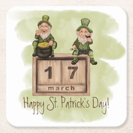Whimsical Leprechauns St. Patrick's Day Rechteckiger Pappuntersetzer (Vorderseite)