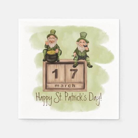 Whimsical Leprechauns St. Patrick's Day Serviette (Vorderseite)