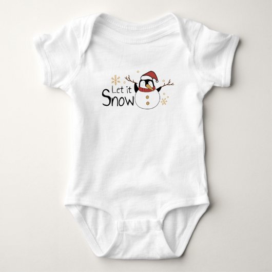 Whimsical Let It Snow Penguin Snowman | Weihnachte Baby Strampler (Vorderseite)