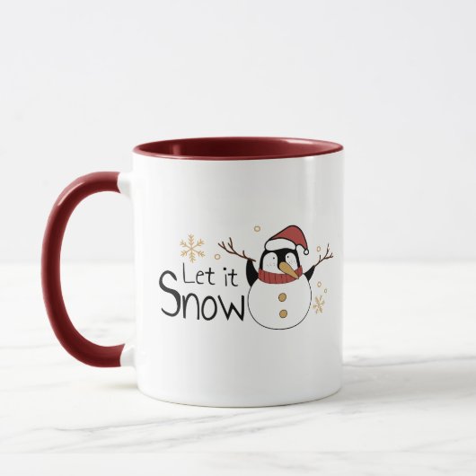 Whimsical Let It Snow Penguin Snowman | Weihnachte Tasse (Links)