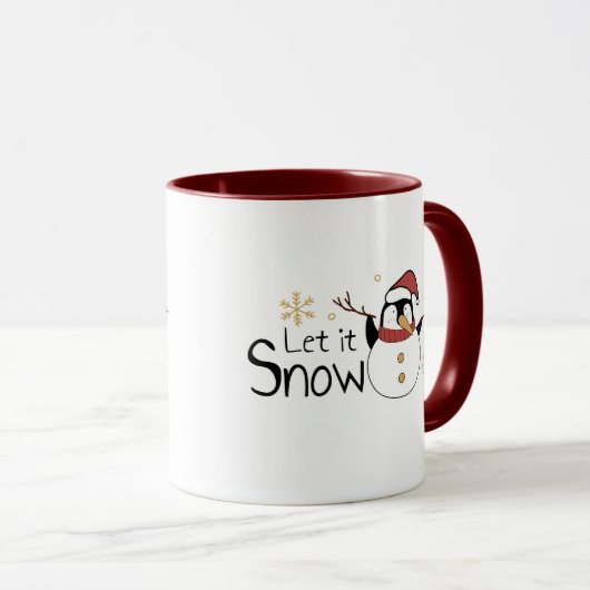 Whimsical Let It Snow Penguin Snowman | Weihnachte Tasse (VorderseiteRechts)