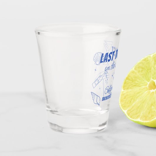 Whimsical letzten Toast an der Küste Bachelorette Schnapsglas (Links)