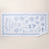 Whimsical letzten Toast an der Küste blau Strandtuch (Vorderseite)