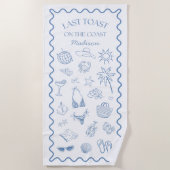 Whimsical letzten Toast an der Küste blau Strandtuch (Vorderseite)