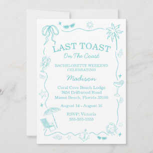 Whimsical letzten Toast an der Küste Türkis Einladung