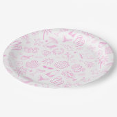 Whimsical letzten Toast auf der Küste rosa Pappteller (Schrägansicht)