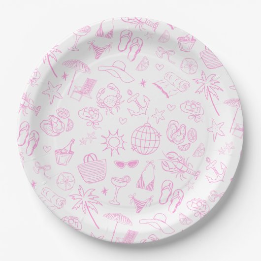 Whimsical letzten Toast auf der Küste rosa Pappteller (Vorderseite)