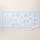 Whimsical letzten Toast auf der Küste türkis Strandtuch (Vorderseite)