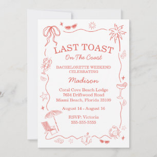 Whimsical letzten Toast auf der Küstenkoralle Einladung