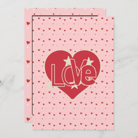 Whimsical Liebe Hört Pattern Hochzeit Einladung (Vorne/Hinten)