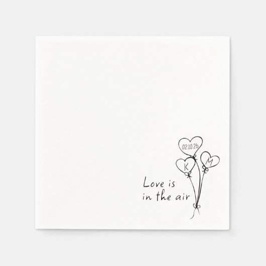 Whimsical "Liebe ist in der Luft" Custom Chic Wedd Serviette (Vorderseite)