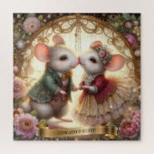 Whimsical Liebe Personalisierte Maus Ehepaar Hochz Puzzle (Vertikal)