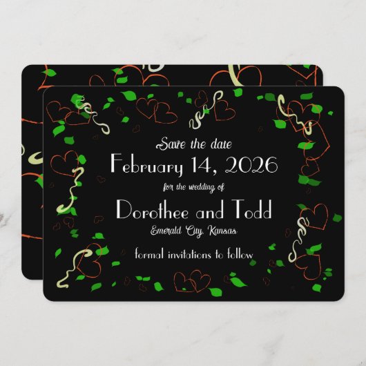 Whimsical Liebe Rette das Datum der Einladung (Vorne/Hinten)