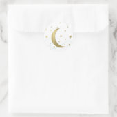 Whimsical Light Blue & Gold Moon Stars Baby Dusche Runder Aufkleber (Tasche)