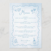 Whimsical Light Blue Hand Drawn Food Wedding Menükarte (Vorderseite)