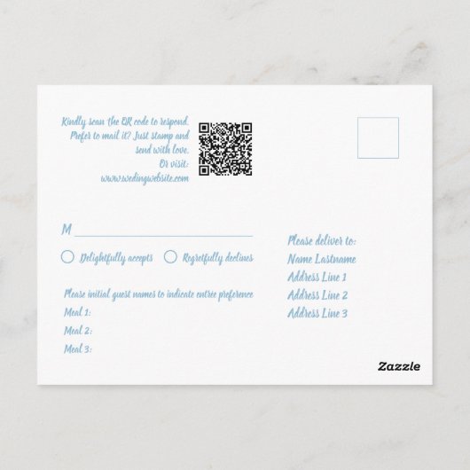 Whimsical Light Blue QR Code UAWG Postkarte (Rückseite)