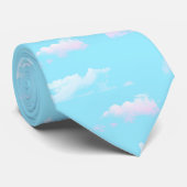 Whimsical Light Blue Sky and White Clouds Pattern  Krawatte (Gerollt)
