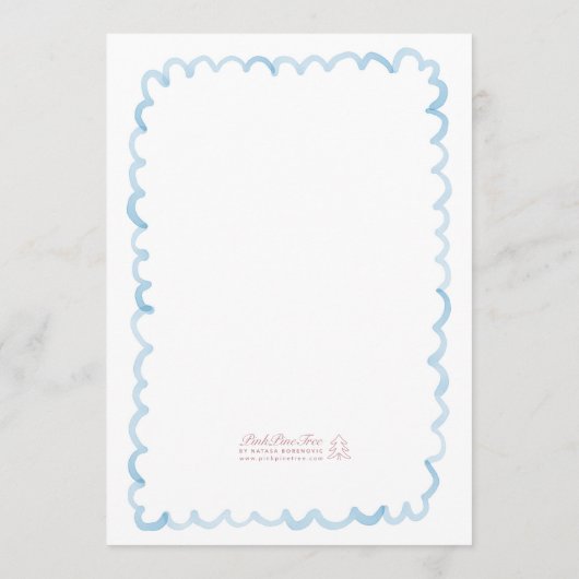 Whimsical Light Blue White Simple Frame Wedding Menükarte (Rückseite)
