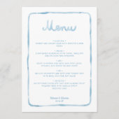 Whimsical Light Blue White Simple Frame Wedding Menükarte (Vorderseite)