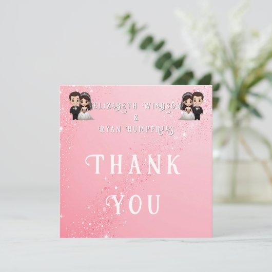 "Whimsical Light Pink Wedding Einladungen Glitzern (Stehend Vorderseite)