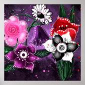 Whimsical Lila Black Pink Daisy Daffodil Poster (Vorne)