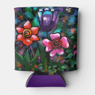 Whimsical Lila Blue Pink Blume Blume Dosenkühler