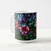 Whimsical Lila Blue Pink Blume Blume Kaffeetasse (Vorderseite Links)