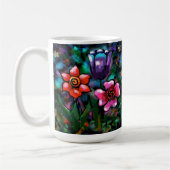 Whimsical Lila Blue Pink Blume Blume Kaffeetasse (Links)