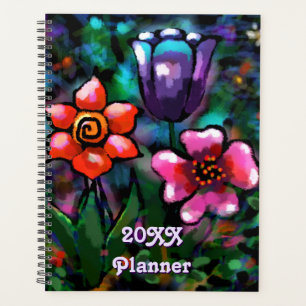 Whimsical Lila Blue Pink Blume Blume Planer