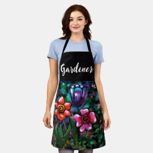 Whimsical Lila Blue Pink Blume Blume Schürze