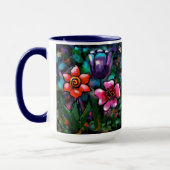 Whimsical Lila Blue Pink Blume Blume Tasse (Links)