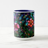 Whimsical Lila Blue Pink Blume Blume Tasse (Zentrum)