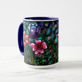 Whimsical Lila Blue Pink Blume Blume Tasse (Vorderseite Links)