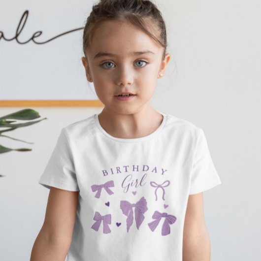 Whimsical Lila Bows Birthday Girl T-Shirt