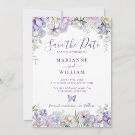 Whimsical Lila Floral Romantic Wedding Save The Date
