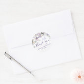 Whimsical Lila Floral Romantic Wedding Vielen Dank Runder Aufkleber (Umschlag)