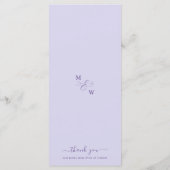 Whimsical Lila Floral Romantisches Hochzeitsessen Menükarte (Rückseite)