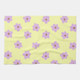 Whimsical Lila & gelb floral Retro fröhlich Geschirrtuch