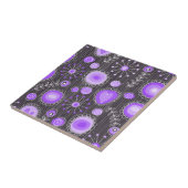 Whimsical lila graue Herzen und Blume blumenreich Fliese (Seite)