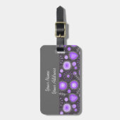 Whimsical lila graue Herzen und Blume blumenreich Gepäckanhänger (Vorderseite vertikal)