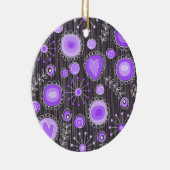 Whimsical lila graue Herzen und Blume blumenreich Keramikornament (Rechts)