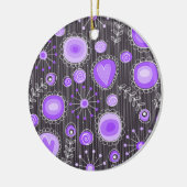 Whimsical lila graue Herzen und Blume blumenreich Keramikornament (Links)