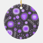 Whimsical lila graue Herzen und Blume blumenreich Keramikornament (Hinten)