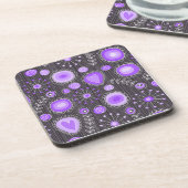 Whimsical lila graue Herzen und Blume blumenreich Untersetzer (Linke Seite)